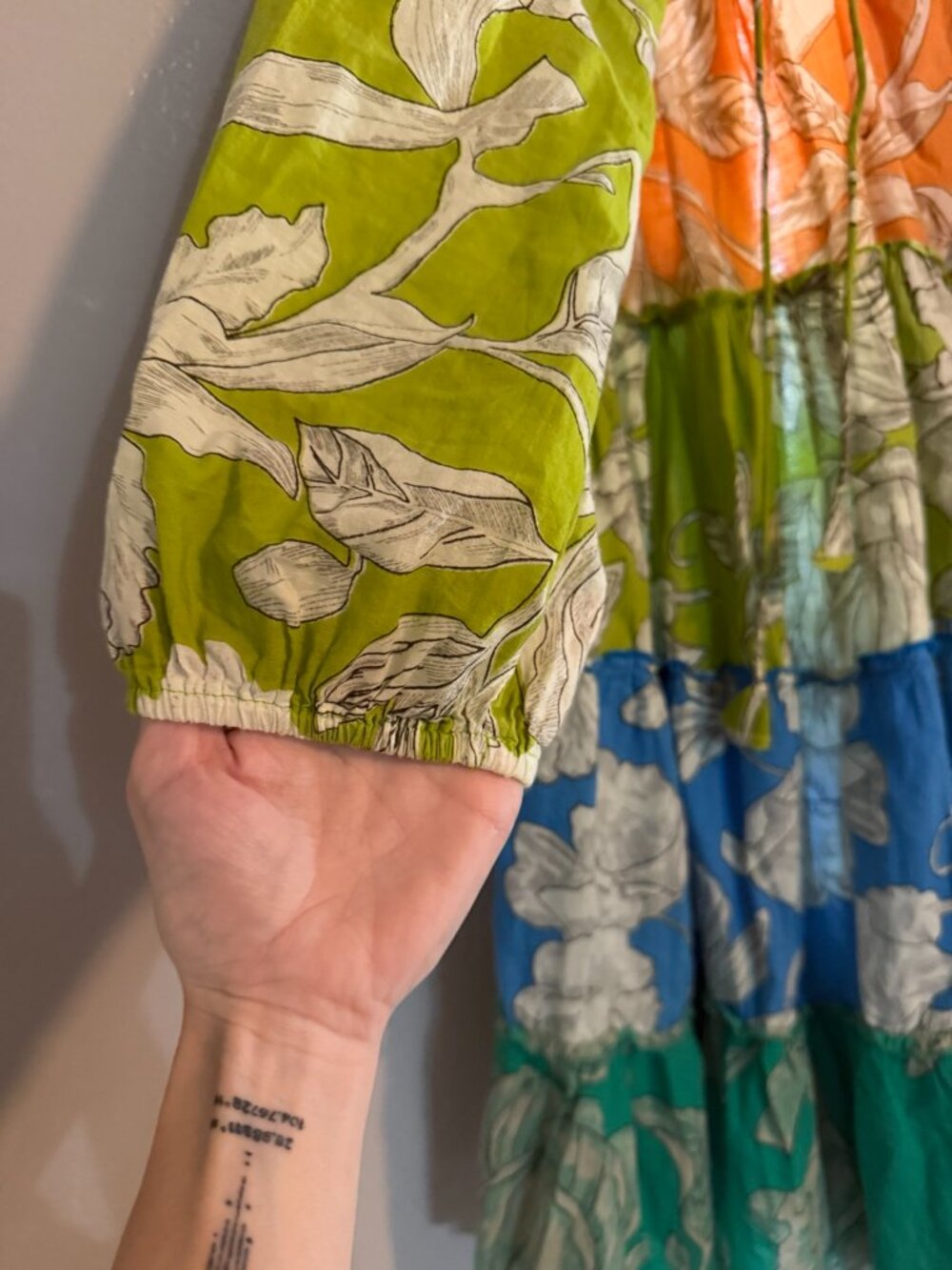 Velzera Colorblock Tropical Floral Cotton Boho Tunic Dress S/M - Picture 7 of 7